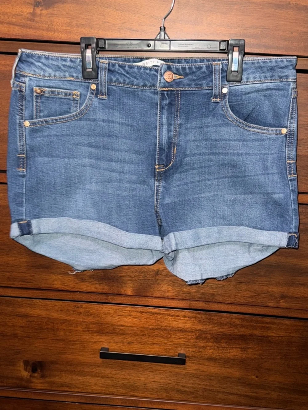 Celebrity Pink | Dark Blue Wash Cuff Shorts